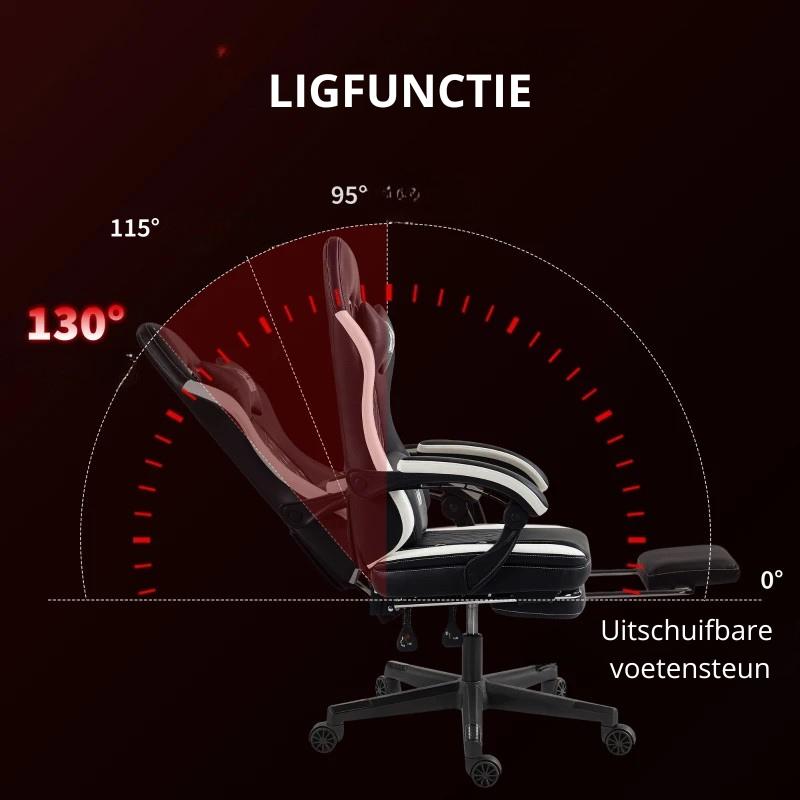 Nancy's Orvinio Gamingstoel - Gamestoel - Bureaustoel - Ergonomisch - Zwart / Wit