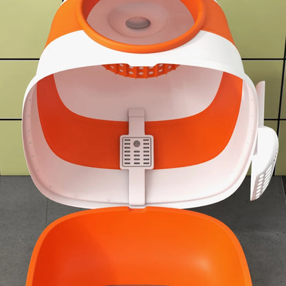 Nancy's Alcoutim Kattenbak - Katten wc - Katten Toilet - Wit / Oranje - ± 50 x 40 x 40 cm