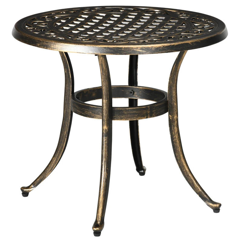 Nancy's Roncobello Balkontafel - Bijzettafel voor buiten - Tuintafeltje - Brons - Aluminium - Ø 60 x 52,5 cm