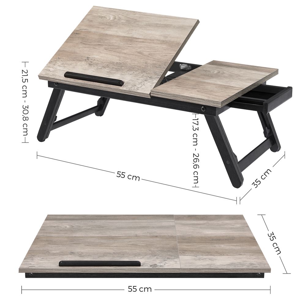 Nancy's Assergi Laptoptafel - Laptopstandaard - Verstelbare Hoogte - Grijs - Bamboe