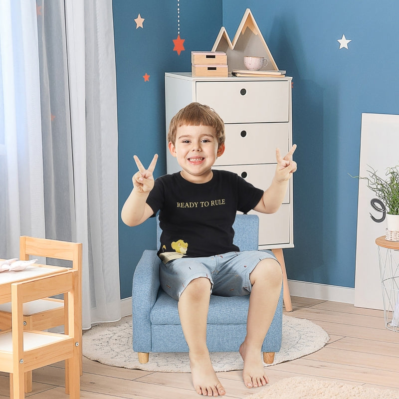 Nancy's Bono Kinderfauteuil - Kinderbank - Kinderstoel - Blauw - Linnen