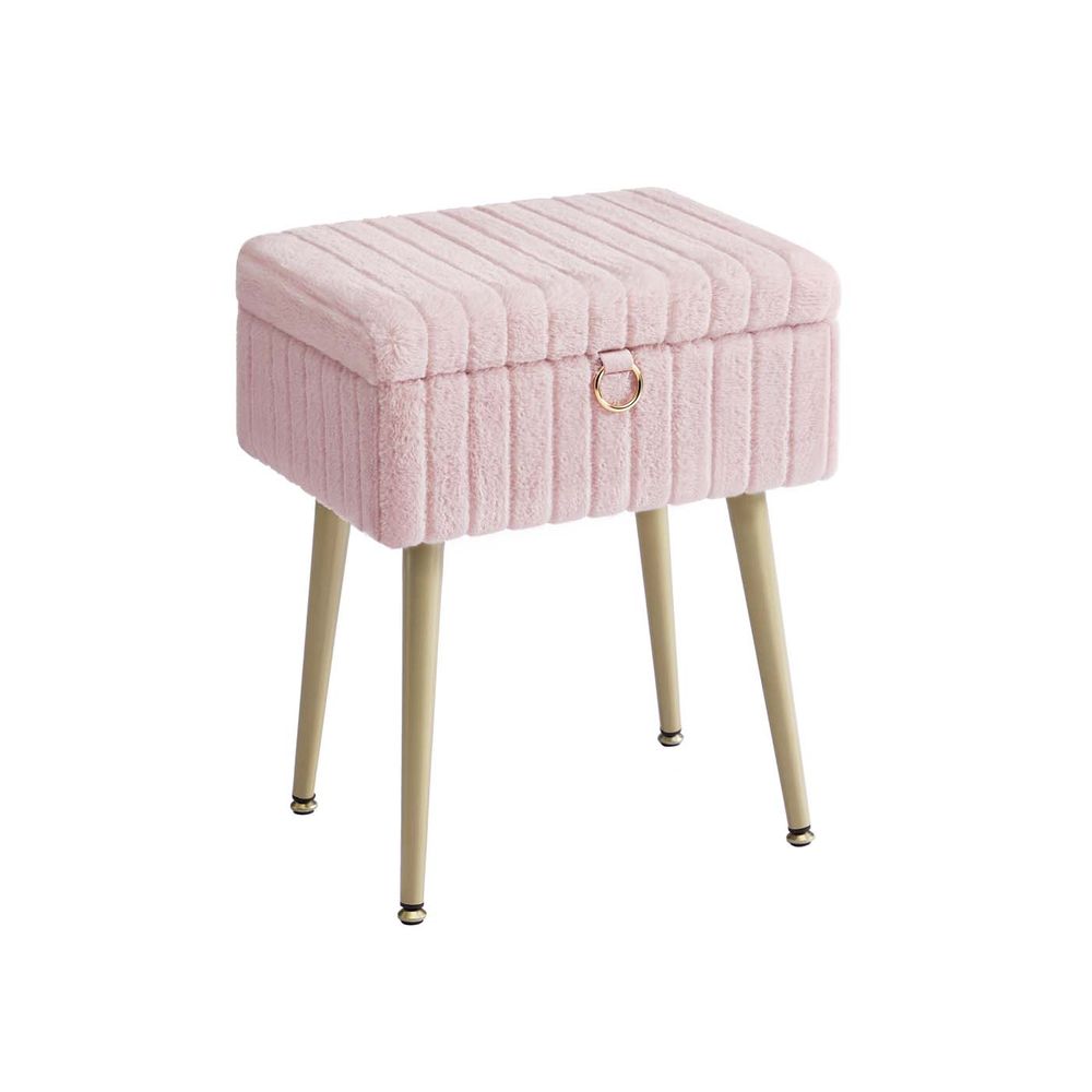 Nancy's Ospedaletto Make-Up Krukje - Hocker - Make Up Tafel Kruk met Opbergruimte - Roze - 30 x 40 x 50 cm