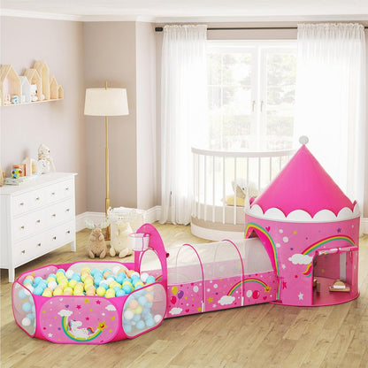 Nancy's 3-in-1 Speeltent Voor Kinderen - Ballenbak - Speelgoed - Speeltunnel - Roze
