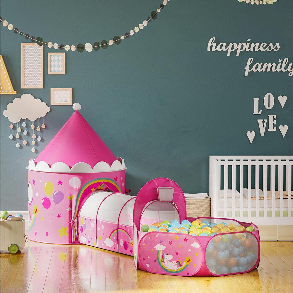 Nancy's 3-in-1 Speeltent Voor Kinderen - Ballenbak - Speelgoed - Speeltunnel - Roze