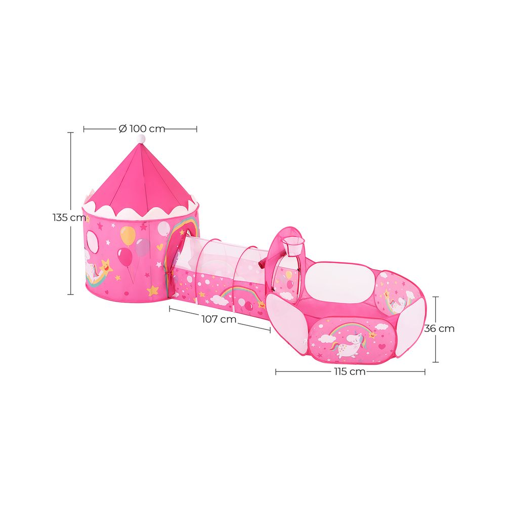 Nancy's 3-in-1 Speeltent Voor Kinderen - Ballenbak - Speelgoed - Speeltunnel - Roze
