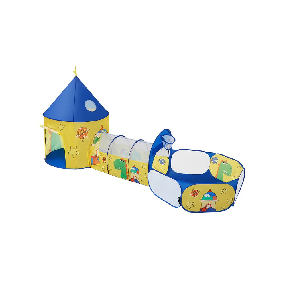 Nancy's 3-in-1 Speeltent Voor Kinderen - Ballenbak - Speelgoed - Speeltunnel - Geel - Blauw