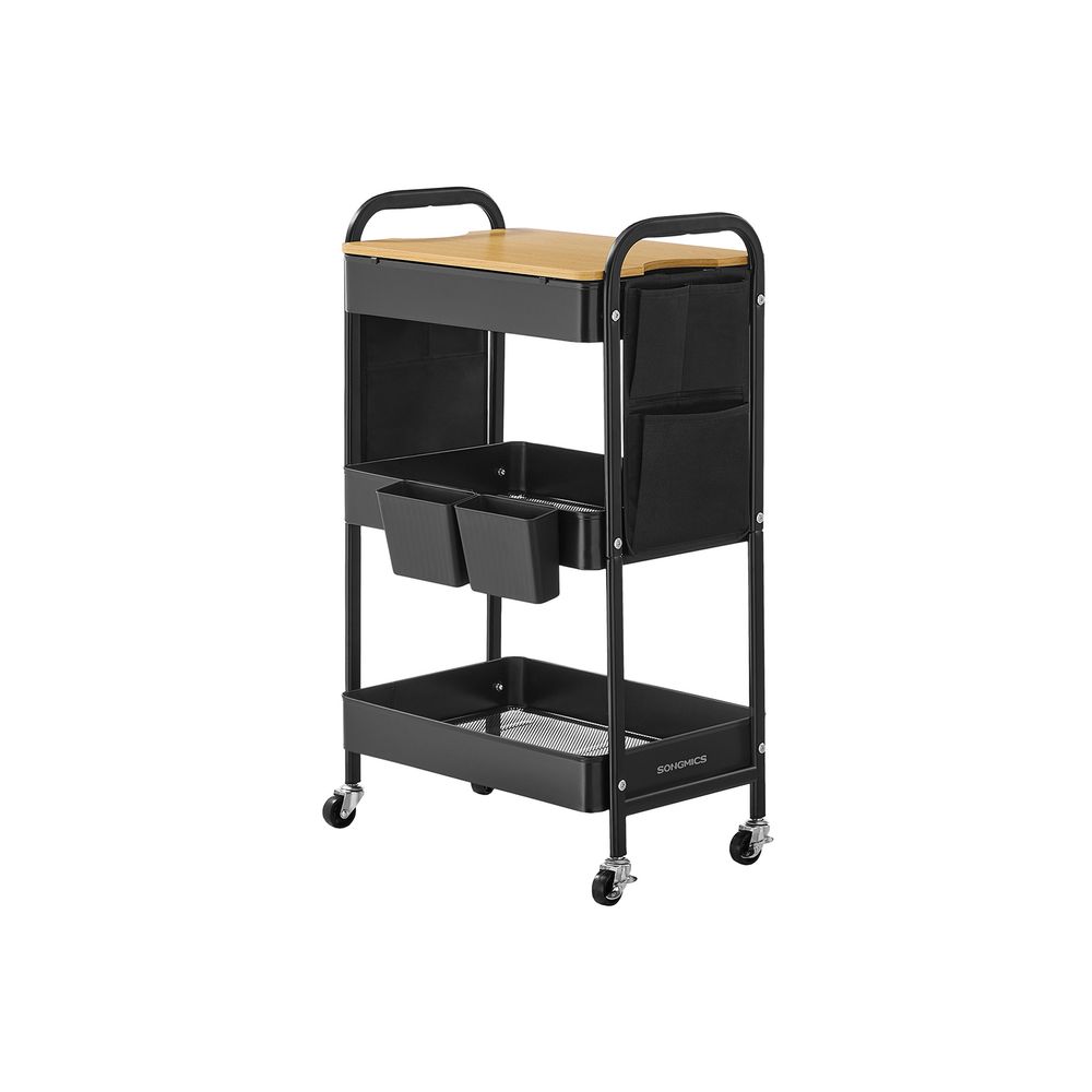 Nancy's Monzone Trolley - Keukentrolley - Serveerwagen - Zwart - Staal - ± 45 x 30 x 75 cm