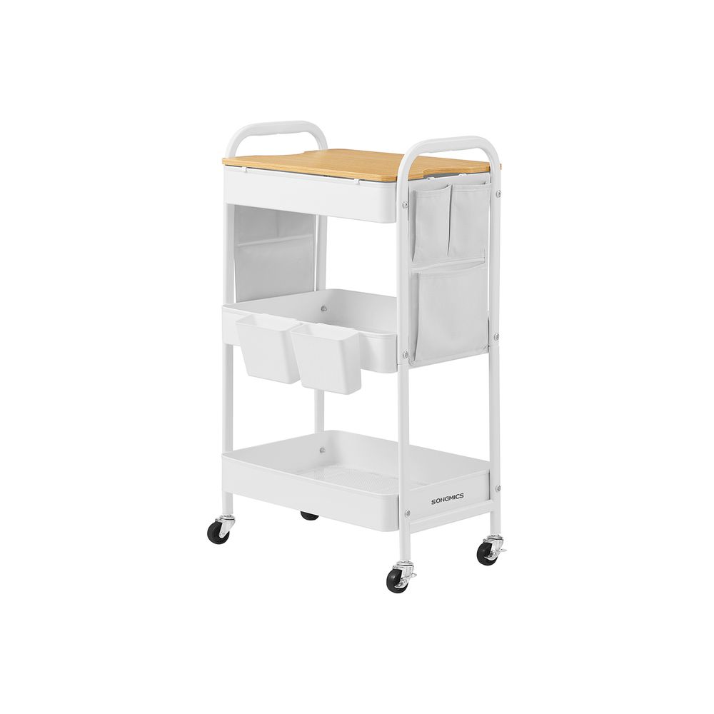 Nancy's Monzone Trolley - Keukentrolley - Serveerwagen - Wit - Staal - ± 45 x 30 x 75 cm