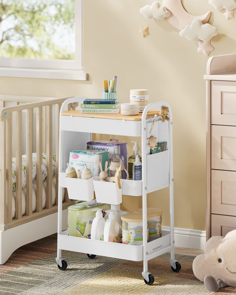 Nancy's Monzone Trolley - Keukentrolley - Serveerwagen - Wit - Staal - ± 45 x 30 x 75 cm