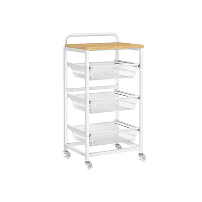 Nancy's Olbia Keukentrolley - Serveerwagen - Keukenrek - Eikenhout / Wit - ± 40 x 30 x 75 cm