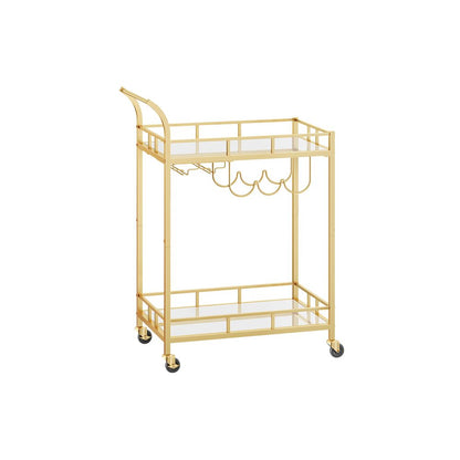 Nancy's Totton Keukentrolley Goud - Serveerwagen - Bartrolley - Modern - Staal - 60 x 38 x 90 cm