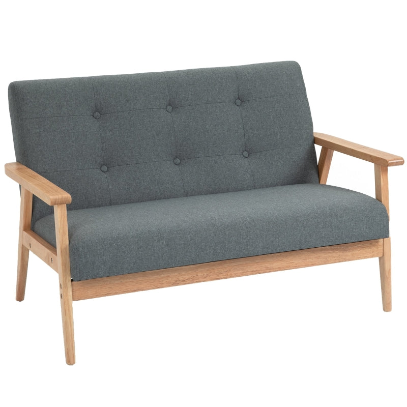 Nancy's Eye 2 zits bank twee zits stoffen bank dubbele bank bekleding loveseat compact design linnen rubberwood grijs