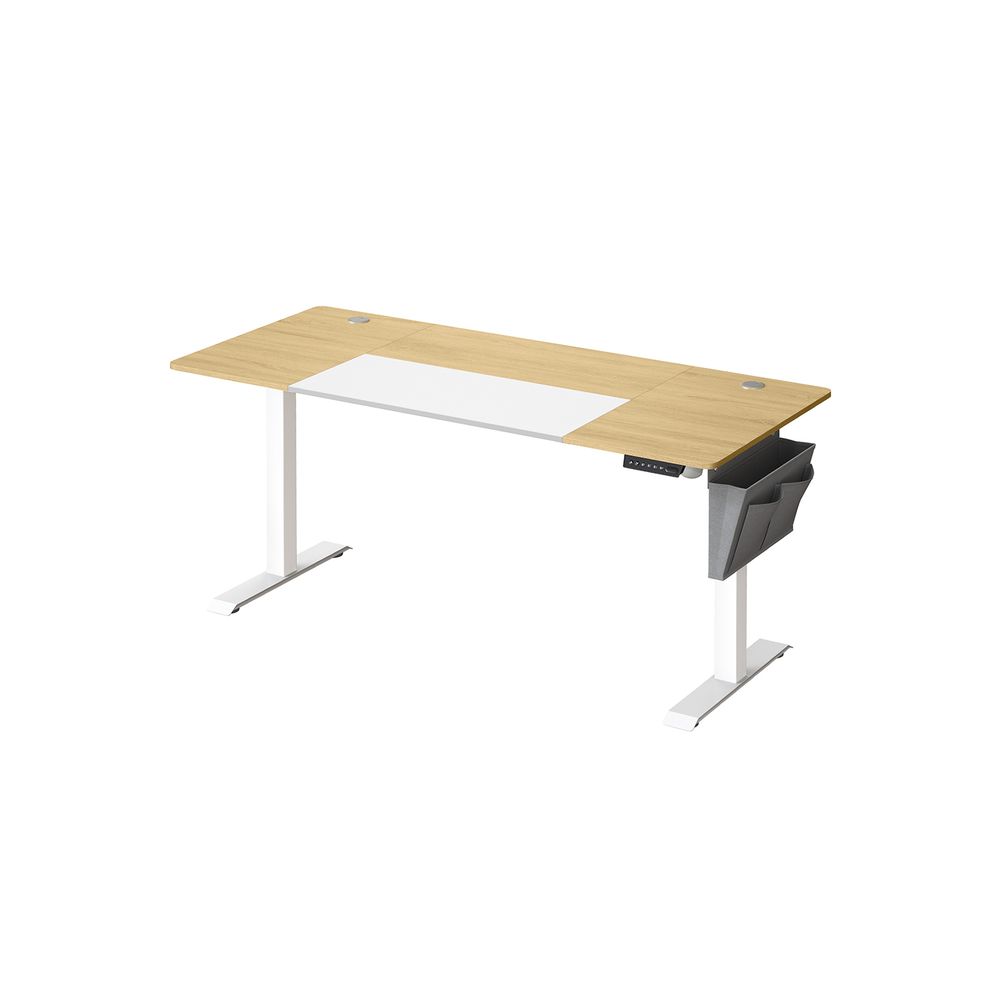 Nancy's Assago Verstelbaar Bureau - Zit/Sta Bureau - Elektrisch Bureau - Bruin / Wit - 70 x 160 x 72-120 cm