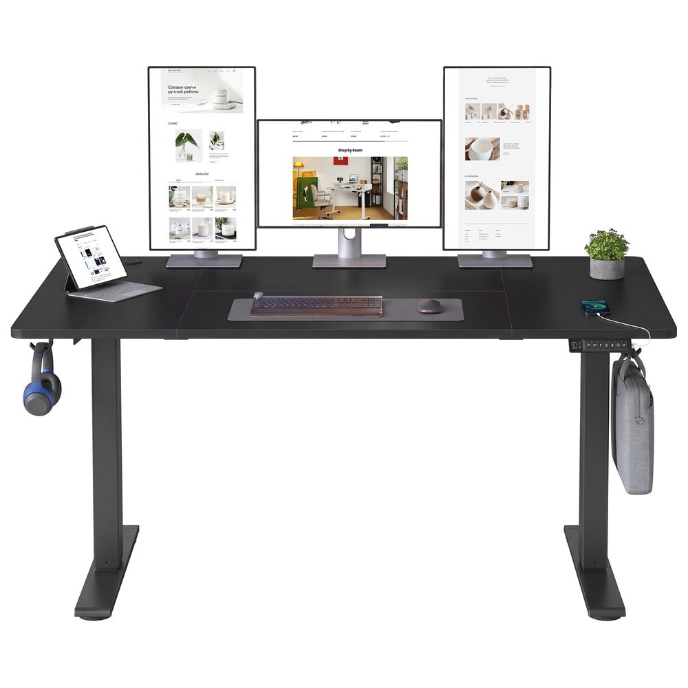 Nancy's Timau Verstelbaar Bureau - Zit / Sta Bureau - Computertafel - Zwart - 140 x 80 x 72-120 cm