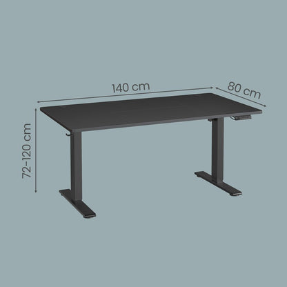 Nancy's Timau Verstelbaar Bureau - Zit / Sta Bureau - Computertafel - Zwart - 140 x 80 x 72-120 cm