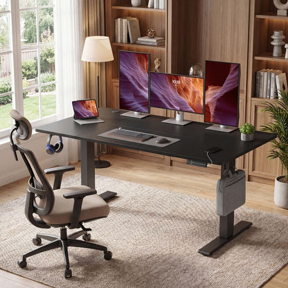 Nancy's Timau Verstelbaar Bureau - Zit / Sta Bureau - Computertafel - Zwart - 140 x 80 x 72-120 cm