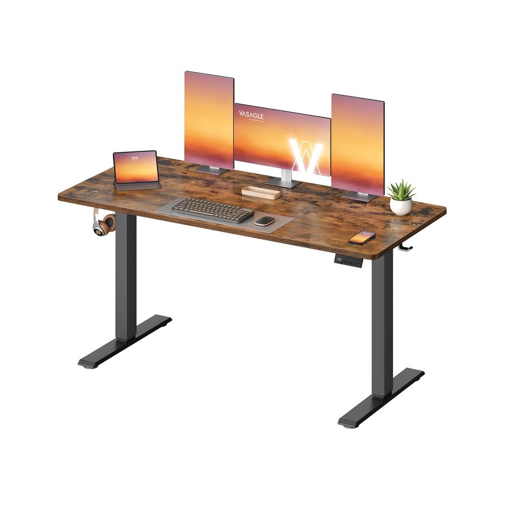 Nancy's Pozzilli Verstelbaar Bureau - Zit/Sta Bureau - Elektrisch verstelbaar - Vintage Bruin - ± 140 x 60 x (72-120) cm