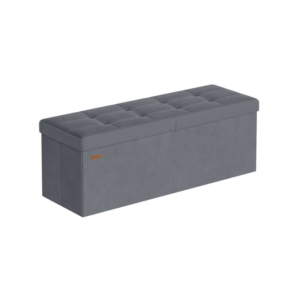 Nancy's Pralormo Opbergbank - Bankje met opbergruimte - 131 Liter - Grijs - Fluweel - ± 110 x 40 x 40 cm