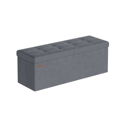 Nancy's Pralormo Opbergbank - Bankje met opbergruimte - 131 Liter - Grijs - Fluweel - ± 110 x 40 x 40 cm