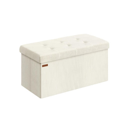 Nancy's Merate Opbergbank - Bankje met opbergruimte - Crèmewit - Corduroy - ± 75 x 40 x 40 cm