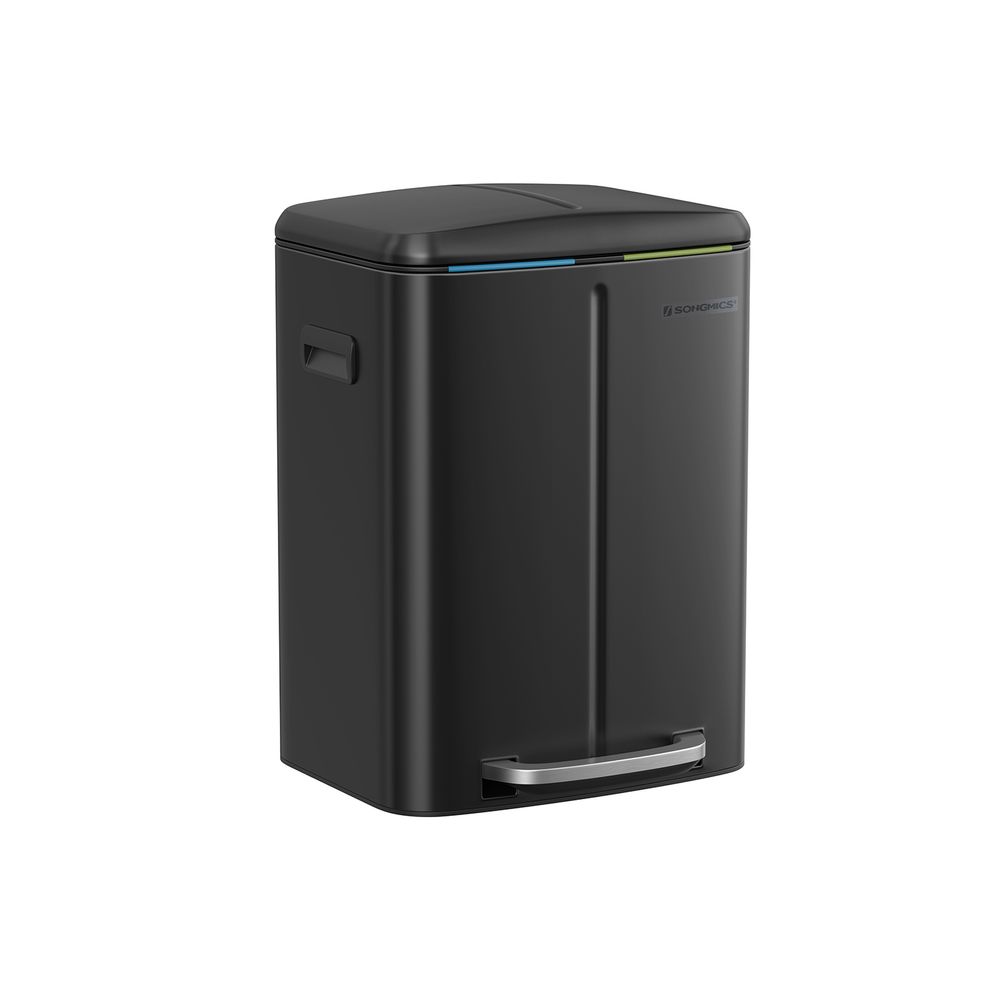 Nancy's Cookville Prullenbak- Afvalscheiding - 40 L - Pedaalemmer - Metaal - Handgrepen - Softclose - Zilver - 44,5 x 36 x 60 cm