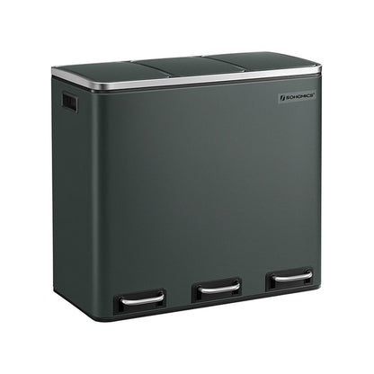 Nancy's Barry Prullenbak 54L - Afvalscheidingprullenbakken - Groen-grijs l - 61,5 x 56 x 31,5 cm B x H x D