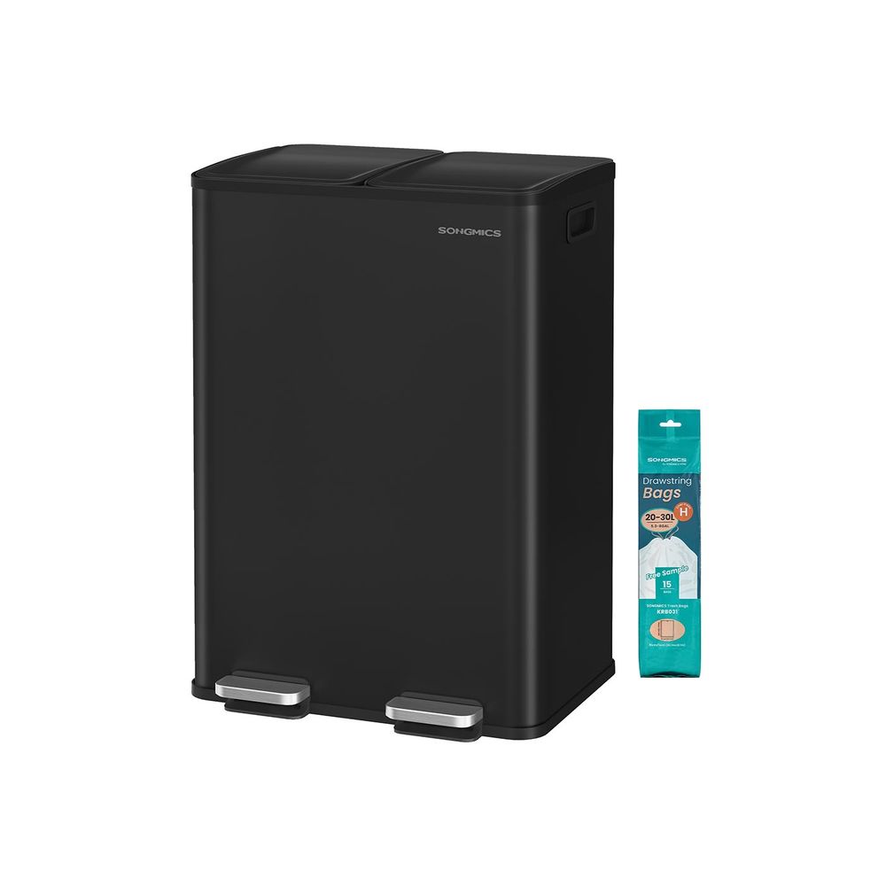 Nancy's Morcone Afvalscheiding Prullenbak - Afval scheiden - Prullenbak - Afvalbak - Zwart - 2 x 30 Liter