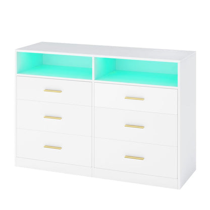 Nancy's Strongoli Commode - Ladekast - Opbergkast - LED-Verlichting - Wit - ± 120 x 40 x 80 cm