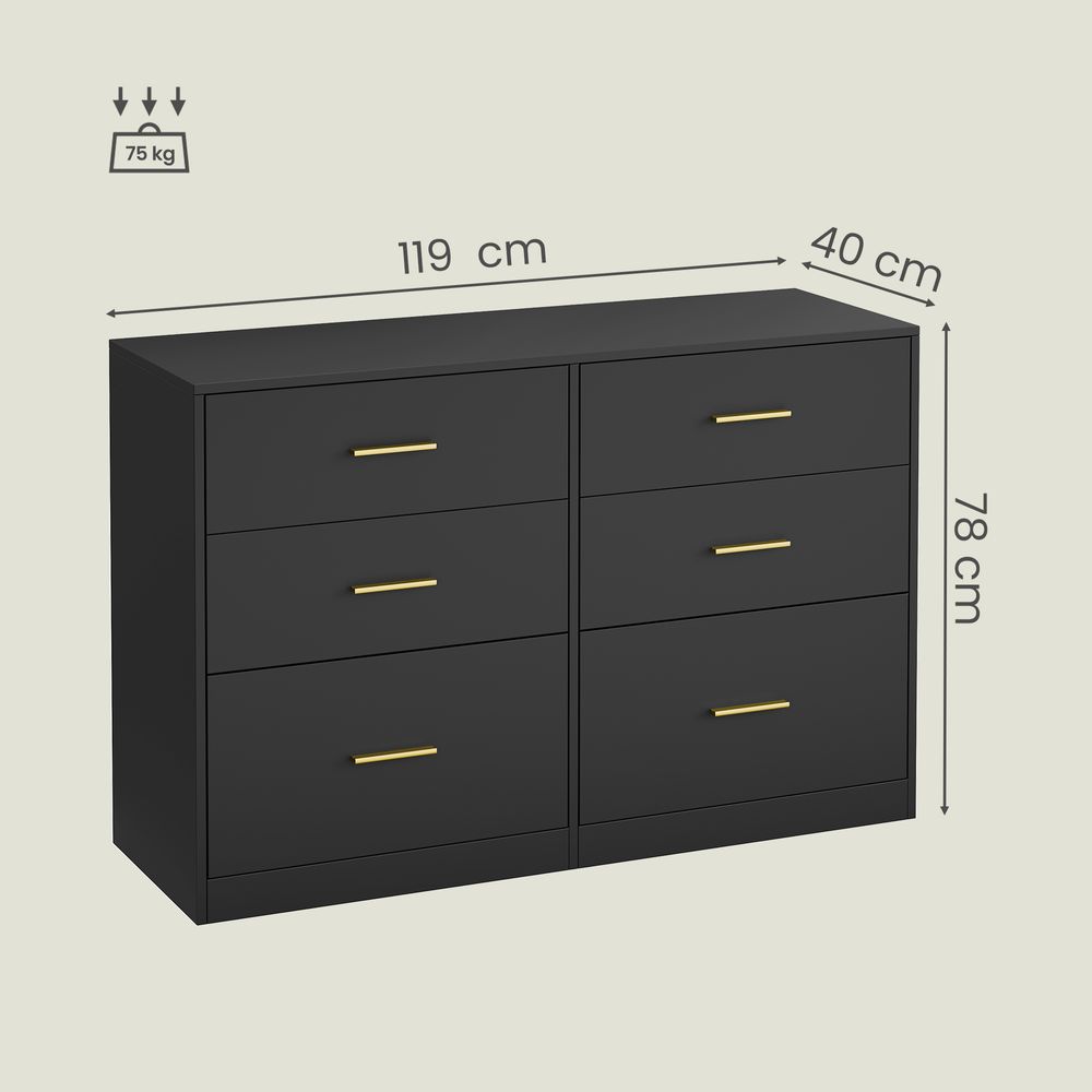 Nancy's Stroncone Commode - Opbergkast - Ladekast - Zwart - ± 120 x 40 x 80 cm