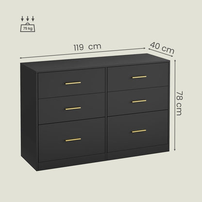 Nancy's Stroncone Commode - Opbergkast - Ladekast - Zwart - ± 120 x 40 x 80 cm
