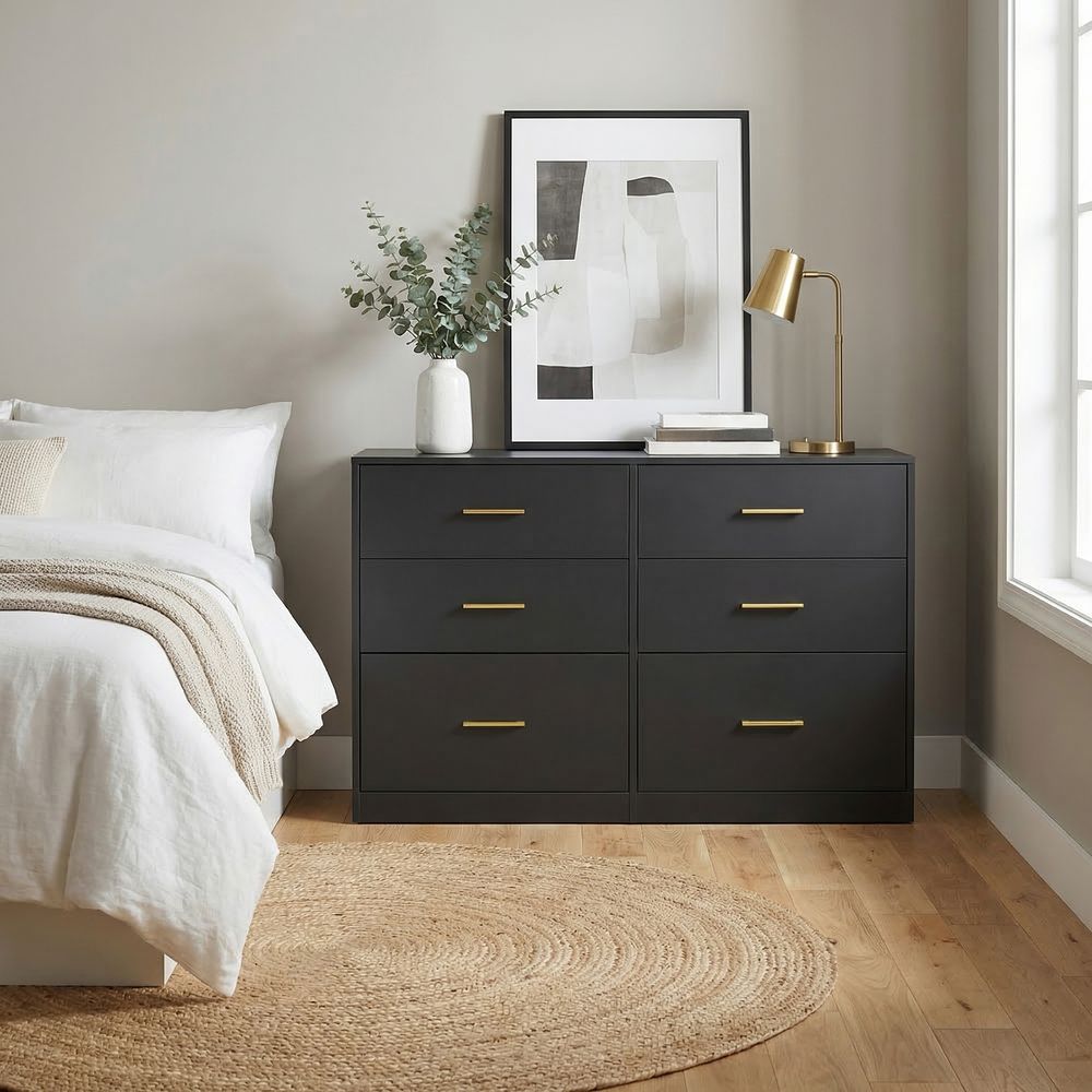 Nancy's Stroncone Commode - Opbergkast - Ladekast - Zwart - ± 120 x 40 x 80 cm