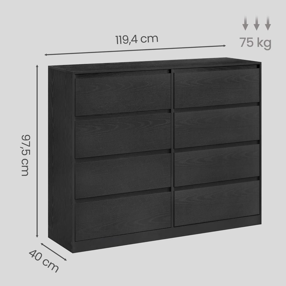Nancy's Tesero Commode - Ladekast - Opbergkast - Zwart - ± 40 x 120 x 100 cm
