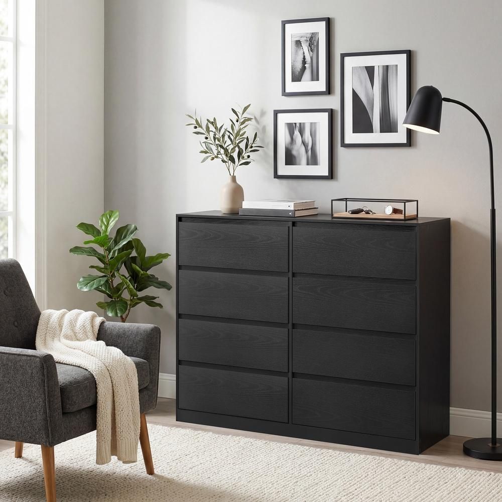 Nancy's Tesero Commode - Ladekast - Opbergkast - Zwart - ± 40 x 120 x 100 cm