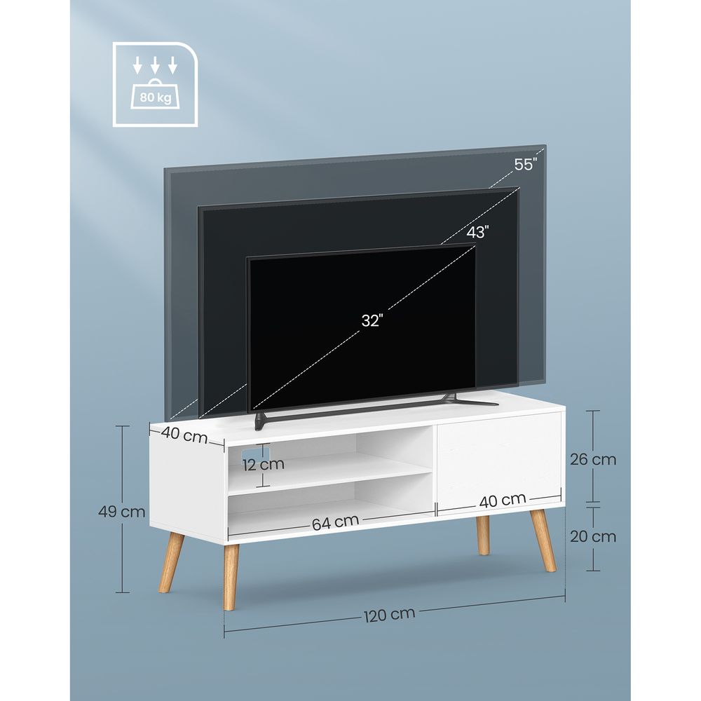 Meuble TV Nancy's Maghull Blanc - Meuble TV - Moderne - 120 x 49 x 40 cm