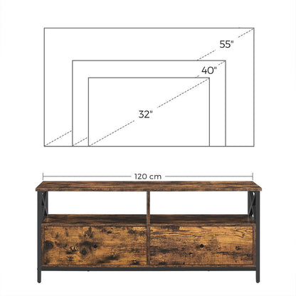 Nancy's Guildford TV kast - TV meubel - TV tafel - Industrieel - Zwart - Bruin - 120 x 40 x 50 cm