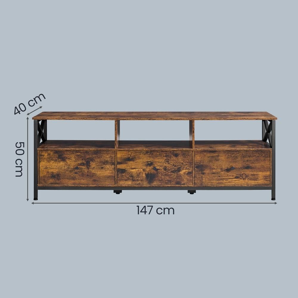 Nancy's Sesto TV-Meubel - TV Kast - Lowboard - Bruin / Zwart - ± 145 x 40 x 50 cm