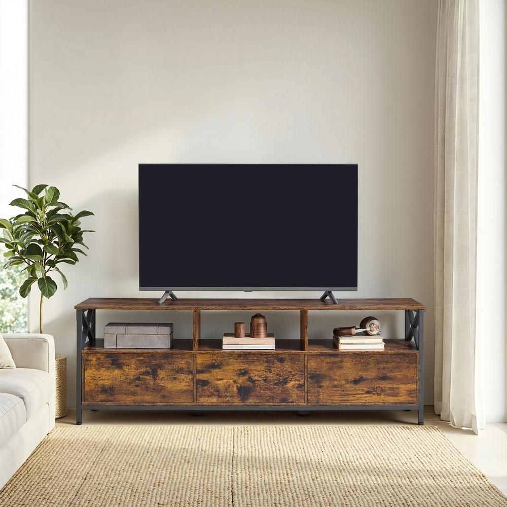 Nancy's Sesto TV-Meubel - TV Kast - Lowboard - Bruin / Zwart - ± 145 x 40 x 50 cm