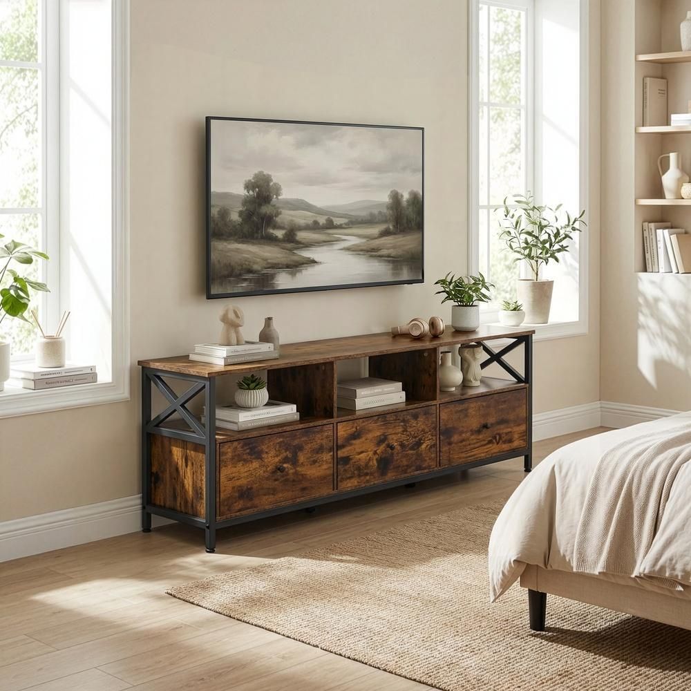 Nancy's Sesto TV-Meubel - TV Kast - Lowboard - Bruin / Zwart - ± 145 x 40 x 50 cm
