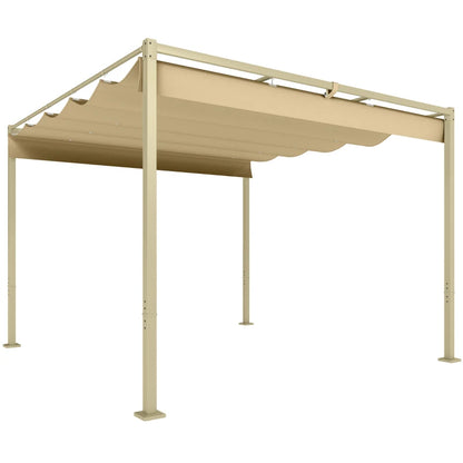Nancy's Subbiano Pergola - Tuinpaviljoen - Intrekbaar dak - UPF30+-bescherming - Kaki - ± 300 x 300 x 220 cm