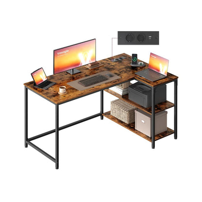 Nancy's Pralungo Hoekbureau - L-Vormig Bureau - Geïntegreerde stekkerdoos - Bruin - ± 120 x 80 x 75 cm