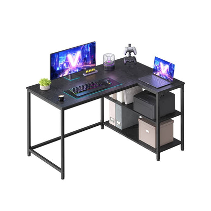 Nancy's Pralormo Hoekbureau - L-Vormig Bureau - Flexibele opbergruimte - Zwart - ± 110 x 80 x 75 cm