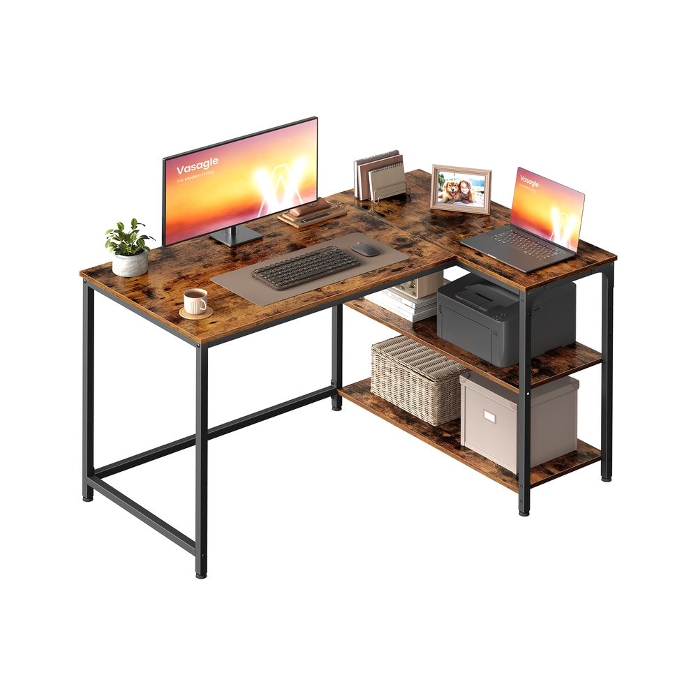 Nancy's Preci Hoekbureau - L-Vormig Bureau - Flexibele Opbergruimte - Bruin - ± 110 x 80 x 75 cm