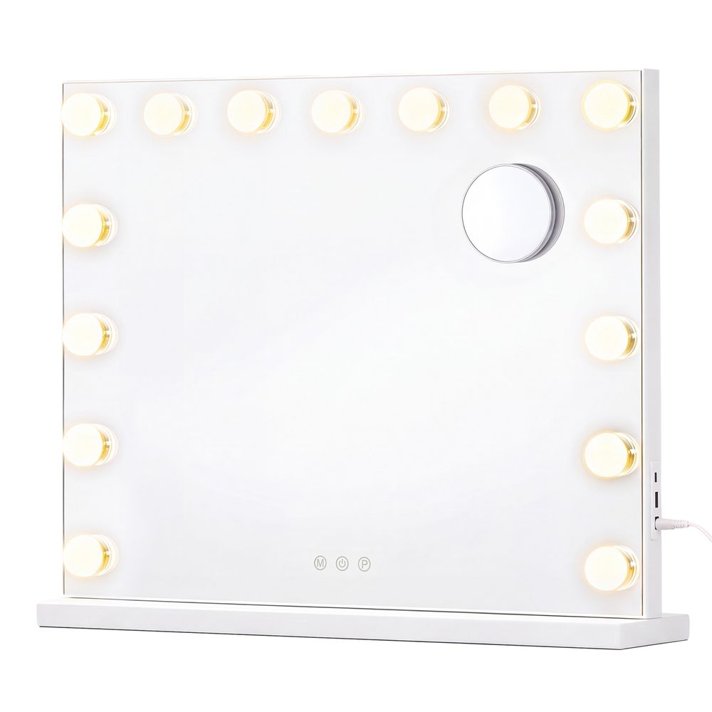 Nancy's Ternate Make-Up Spiegel - Hollywood Spiegel - Make Up Spiegel met Verlichting - Wit - 48 x 58 x 5,7 cm