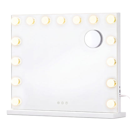 Nancy's Ternate Make-Up Spiegel - Hollywood Spiegel - Make Up Spiegel met Verlichting - Wit - 48 x 58 x 5,7 cm