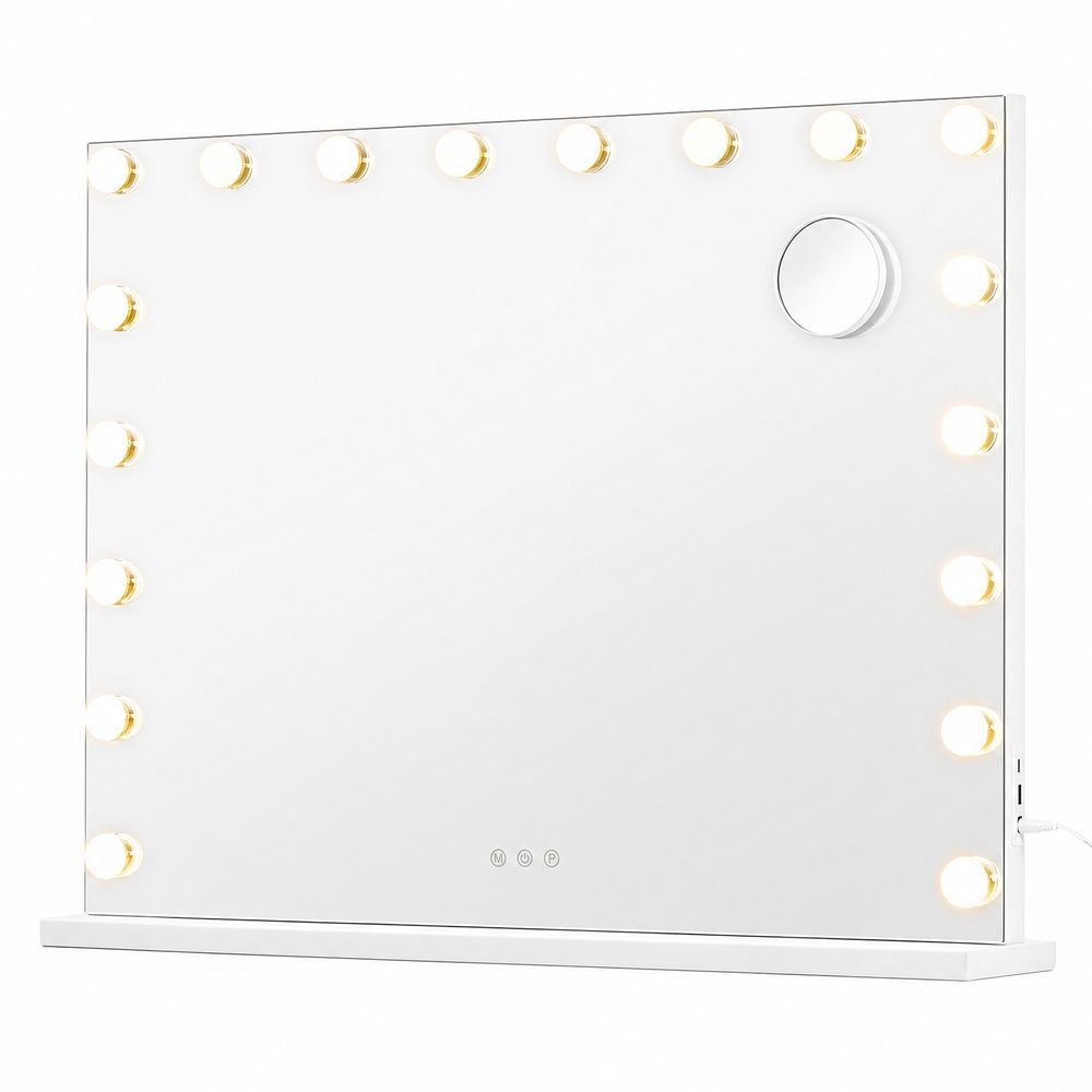 Nancy's Terracina Make-Up Spiegel - Hollywood Spiegel - Make Up Spiegel met Verlichting - Wit - 62 x 80 x 5,7 cm