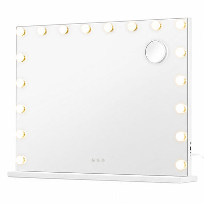 Nancy's Terracina Make-Up Spiegel - Hollywood Spiegel - Make Up Spiegel met Verlichting - Wit - 62 x 80 x 5,7 cm