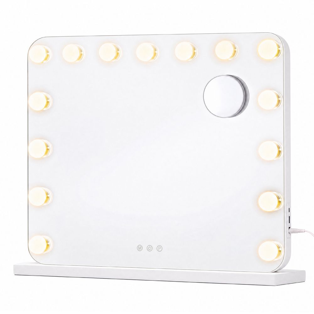 Nancy's Terrasini Make-Up Spiegel - Hollywood Spiegel - Make Up Spiegel met Verlichting - Wit - 48 x 58 x 5,7 cm