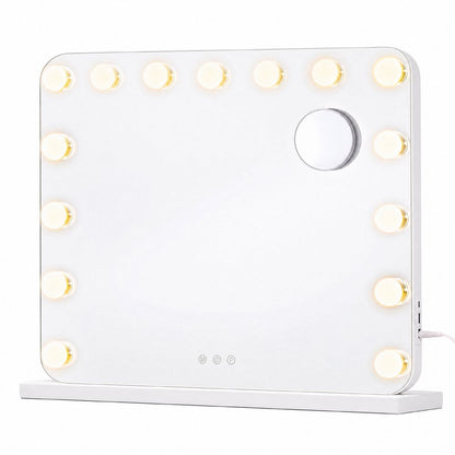 Nancy's Terrasini Make-Up Spiegel - Hollywood Spiegel - Make Up Spiegel met Verlichting - Wit - 48 x 58 x 5,7 cm