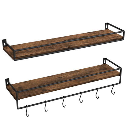 Nancy's Stromboli Wandplanken - Set van 2 - Wandrekken - Industrieel - Bruin / Zwart