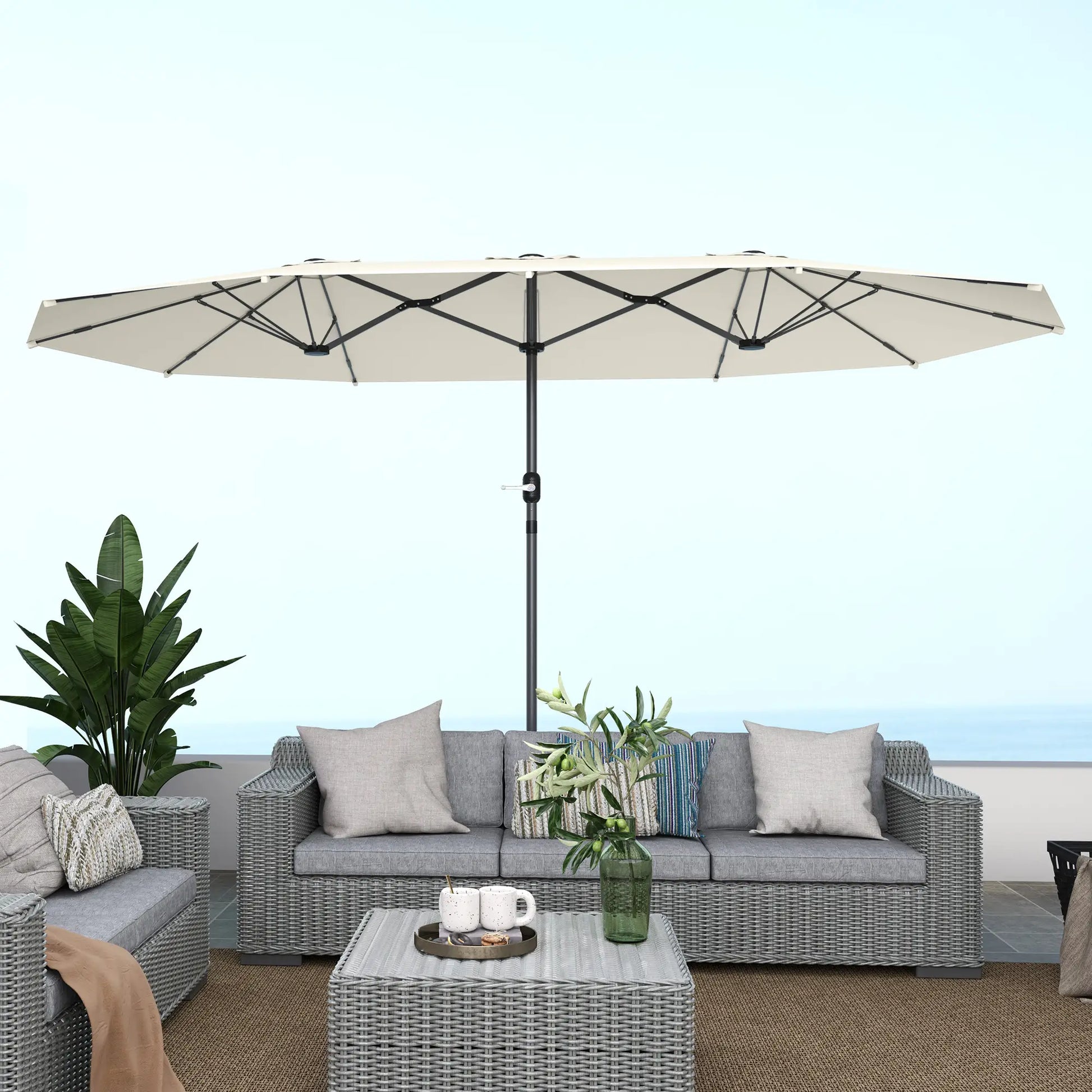 Nancy's Ciconicco Parasol - Tuinparasol - UV-bescherming - Beige - ± 435 x 260 cm